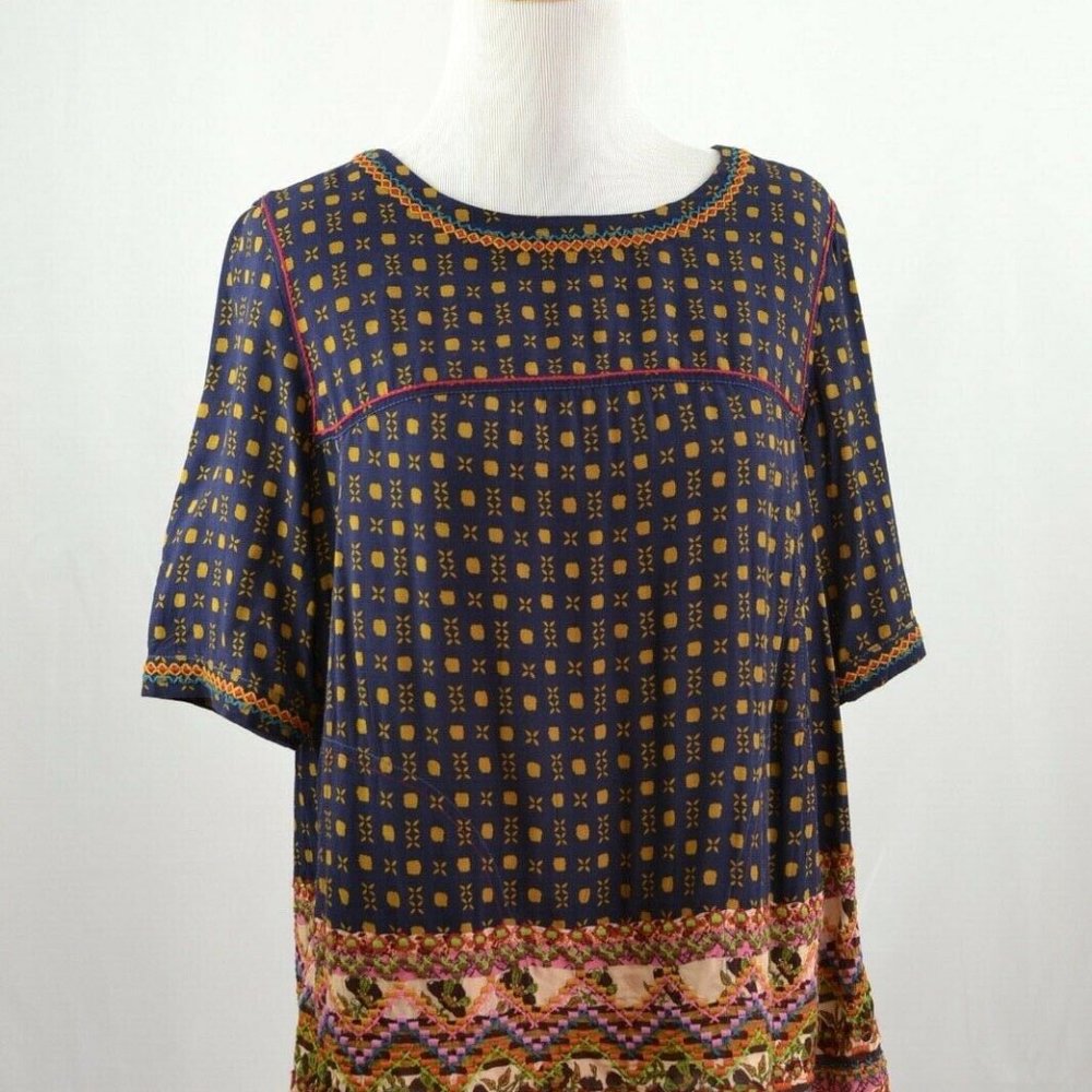 Anthropologie Holding Horses Navy Blue Print SZ 2